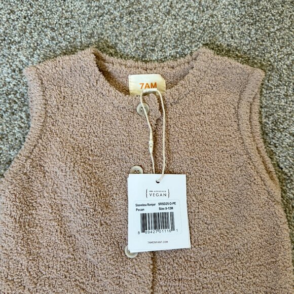 Baby 7AM Enfant Sleeveless Romper Pecan Tan Size 9-12 m NEW - Picture 4 of 8